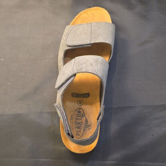 PLAKTON LEATHER VELCRO WOMENS ESPADIDRILLES WEDGE SANDAL - Picture 15 of 16